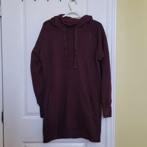 Earth Yoga hoodie hooded sweatshirt tunic length purple plum athletic workout